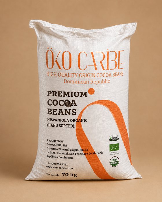 70 kg sack of Öko Caribe premium cocoa beans, hand sorted