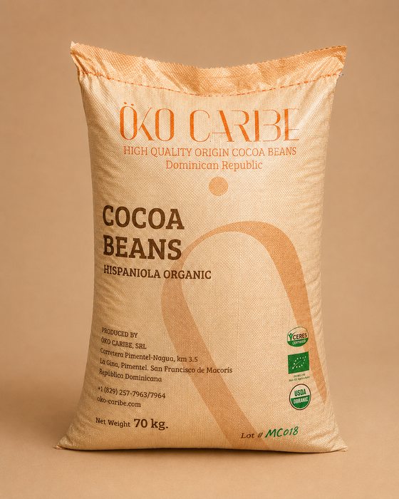 70 kg sack of Öko Caribe organic cocoa beans, machine cleaned
